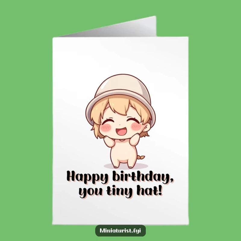 Free Printable Thimble Hat Birthday Card - Giggling Character Funny Gift