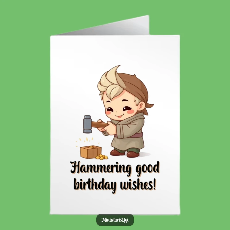 Funny Free Printable Birthday Card: Focused Artisan Hammering, Downloadable Gift