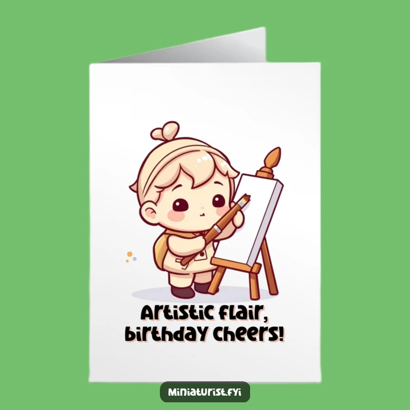 Funny Free Printable Birthday Card: Mini Artist Painting Dot, Downloadable & DIY Gift