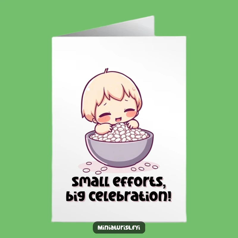 Funny Free Printable Birthday Card: Tiny Hero Rice Struggle, Hilarious Downloadable Gift