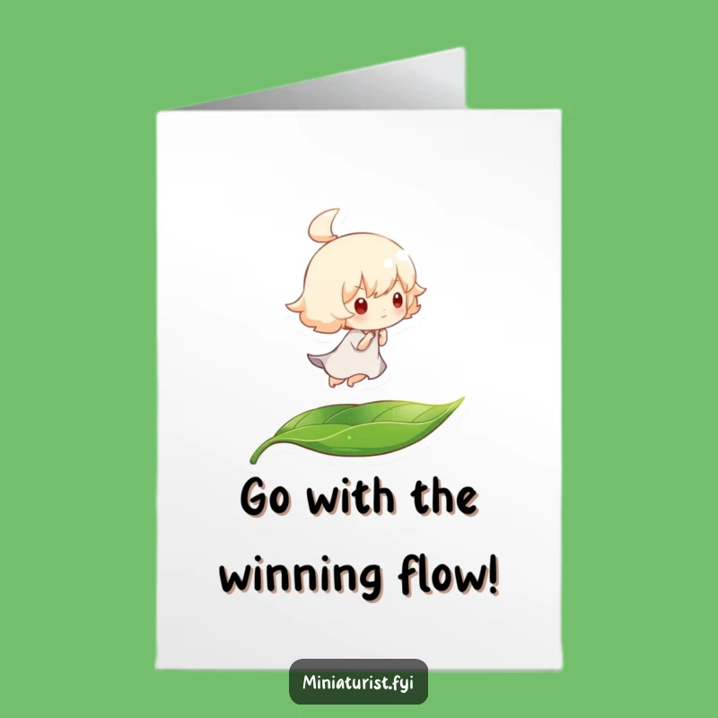 Free Printable Congrats Card: Gentle Breeze Leaf Character - Charming Downloadable Gift