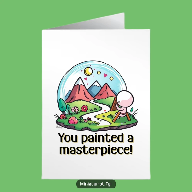Free Printable Congrats Card: Artist's Tiny World, Humorous Downloadable Gift