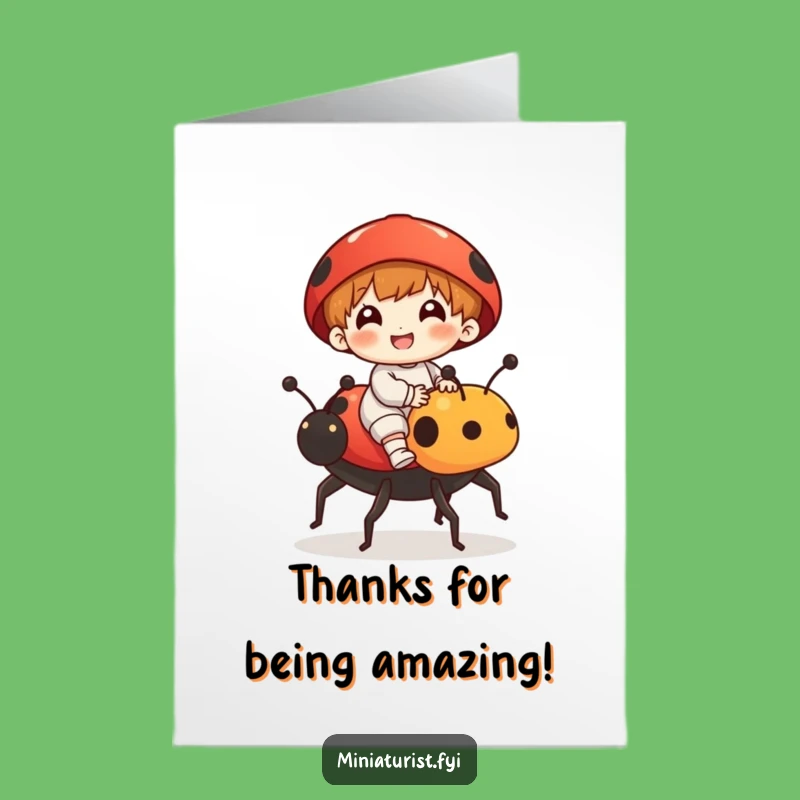 Free Printable Ladybug Rider Thank You Card - Funny Downloadable Gift of Gratitude