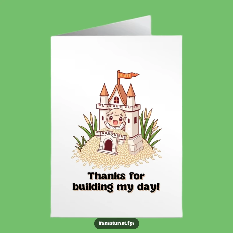 Free Printable Thank You Card: Tiny Builder Macaron Rice Castle Downloadable Gift