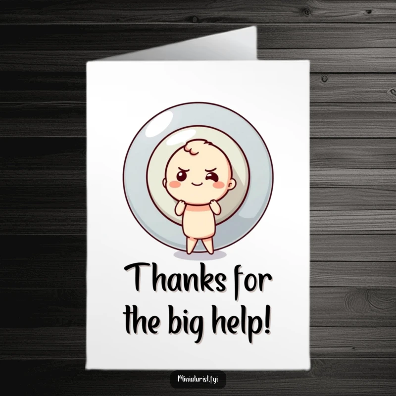 Funny Free Printable Thank You Card with a character determinedly pushing a colossal button, expressing big thanks humorously.