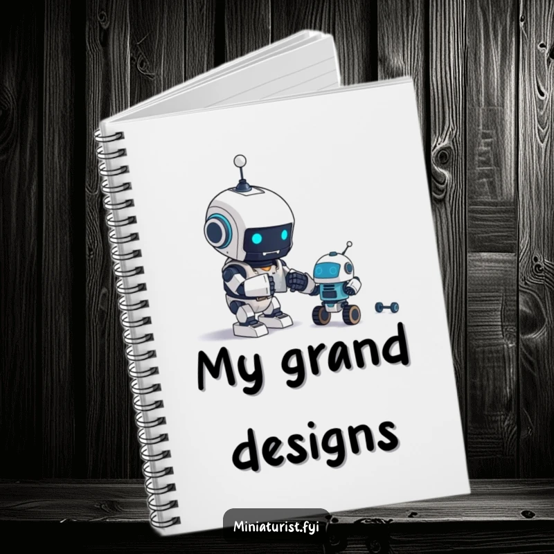 Funny Notebook: A tiny robot excitedly assembles an even tinier robot, inspiring creativity on every page.
