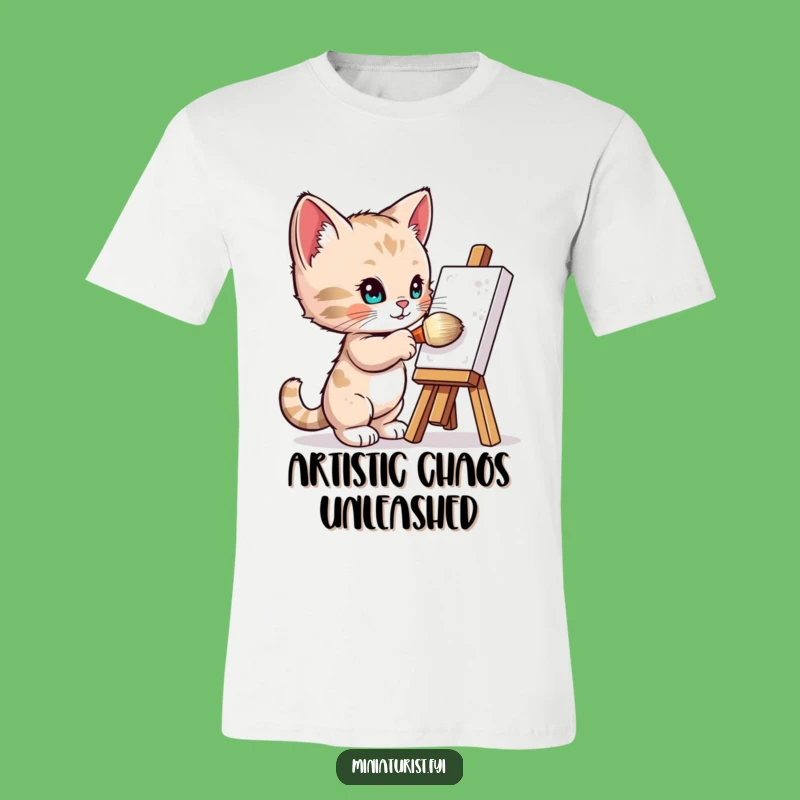 Funny Kitten Painter T-Shirt: Tiny Artist Tee for Humorous Gift