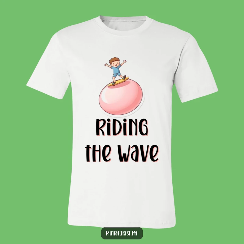 Funny Button Surf T-Shirt: Miniature Person's Epic Ride, Perfect Novelty Gift!