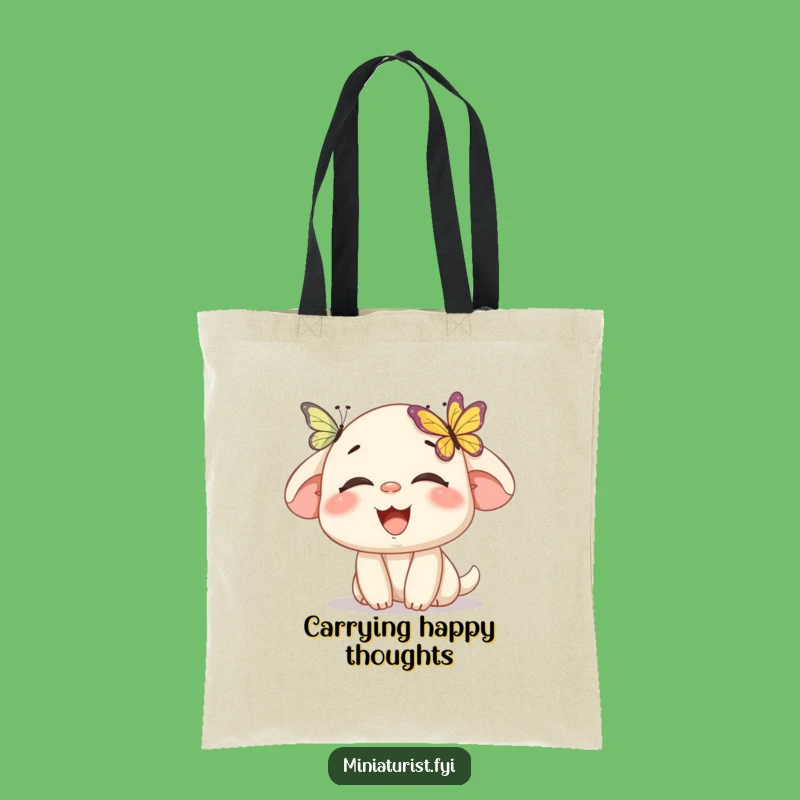 Funny Butterfly Buddy Tote Bag: Mini Character Laughing, Great Funny Gift Accessory