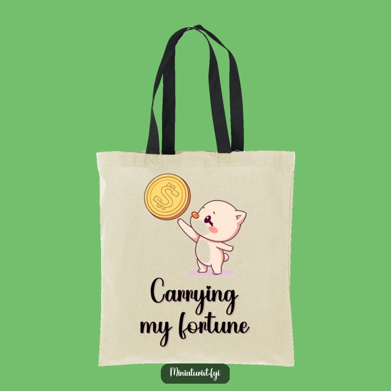 Funny Coin Balancing Character Tote Bag: Carry Humor Everywhere You Go