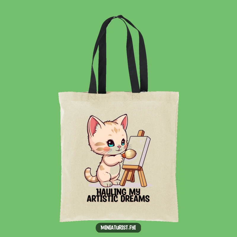 Funny Kitten Artist Tote Bag: Tiny Painter Carry-All Gift