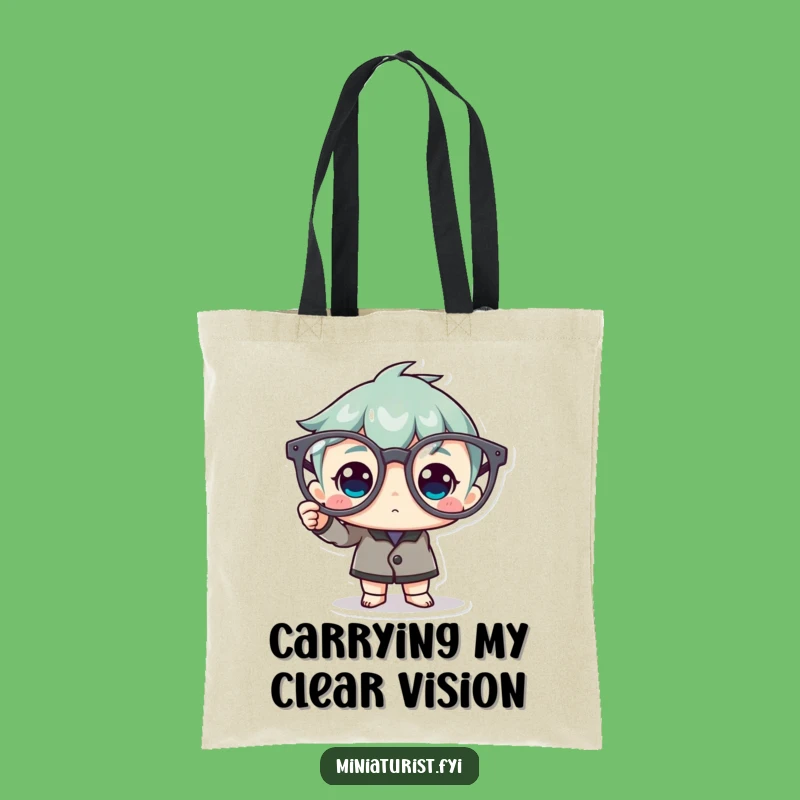 Funny Spectacle Polisher Tote Bag: Carry Your Goods with Tiny Character Charm